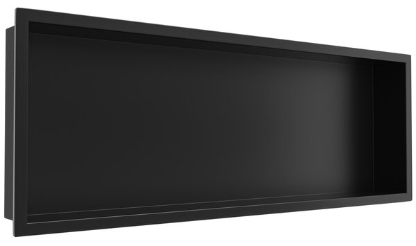 CERANO - Zápustná polička s okrajom do obkladu - čierna matná - 90x30x10 cm