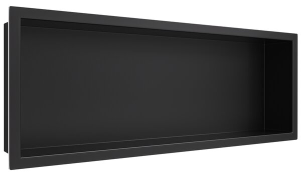 CERANO - Zápustná polička s okrajom do obkladu - čierna matná - 60x20x10 cm