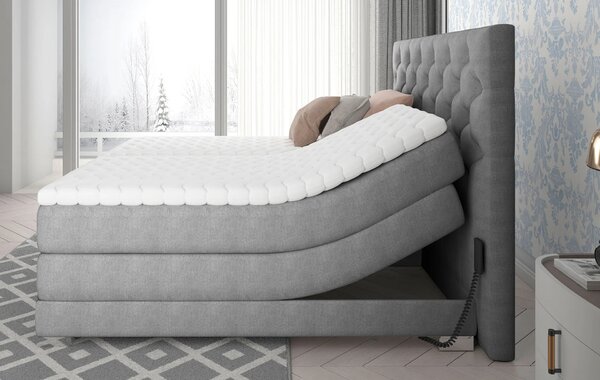 Boxspringová polohovacia posteľ 140x200 LIVANO - tmavo šedá