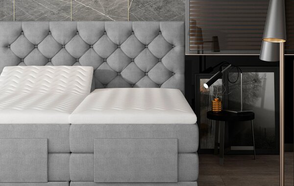 Boxspringová polohovacia posteľ 140x200 LIVANO - tmavo šedá