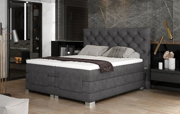 Boxspringová polohovacia posteľ 140x200 LIVANO - tmavo šedá