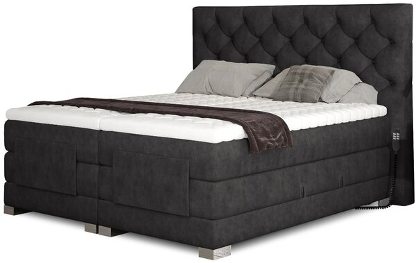 Boxspringová polohovacia posteľ 140x200 LIVANO - čierna eko koža