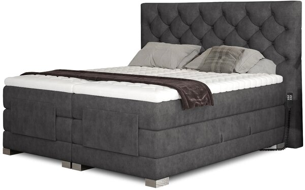 Boxspringová polohovacia posteľ 140x200 LIVANO - tmavo šedá