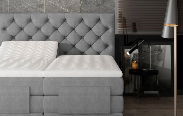 Boxspringová polohovacia posteľ 140x200 LIVANO - popolavá