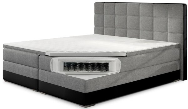 Boxspringová posteľ 140x200 NORELLO - šedá / tmavo šedá