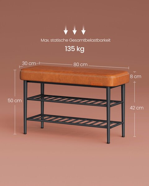 LAVICA NA TOPÁNKY, čierna, koňaková, 80/50/30 cm MID.YOU - Online Only drobný nábytok, Online Only