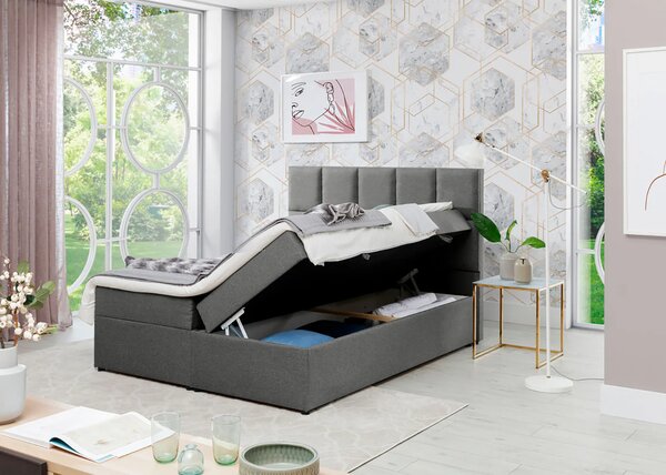 Manželská boxspringová posteľ 180x200 FLARO - svetlo béžová eko koža