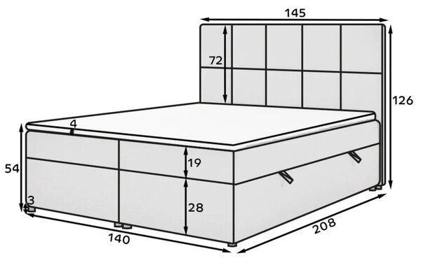 Boxspringová posteľ 140x200 FLARO - popolavá