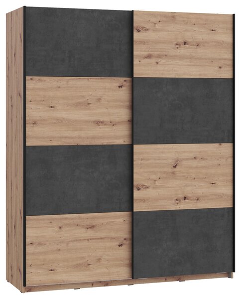 ŠAT. SKRIŇA S POSUV. DVERAMI, tmavosivá, dub artisan, 170/210/61 cm Carryhome - Skrine