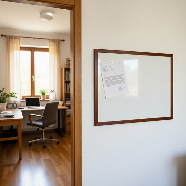 Biela magnetická tabuľa NATURE LINE v drevenom ráme PALISANDER 60x40 cm