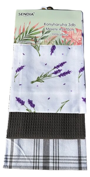 Sendia Textil Kuchynské utierky 3 Set Levanduľa