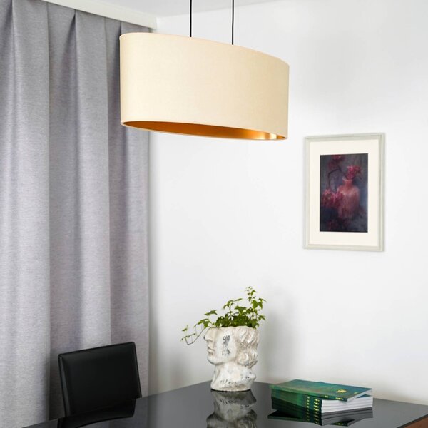 Envostar závesná lampa Idun light beige 80 cm prírodný materiál vegan, Krémová / jantárovo žltá, Obývacia izba / jedáleň, Moderný, Závesné svietidlo