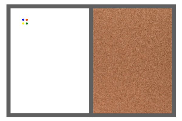 Kombinovaná tabuľa biela v drevenom ráme + 6 farieb rámu 60x40 cm