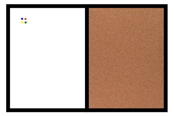 Kombinovaná tabuľa biela v drevenom ráme + 6 farieb rámu 60x40 cm