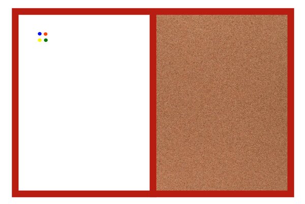 Kombinovaná tabuľa biela v drevenom ráme + 6 farieb rámu 60x40 cm