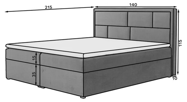 Kontinentálna posteľ 140x200 OVARIO - tmavo šedá