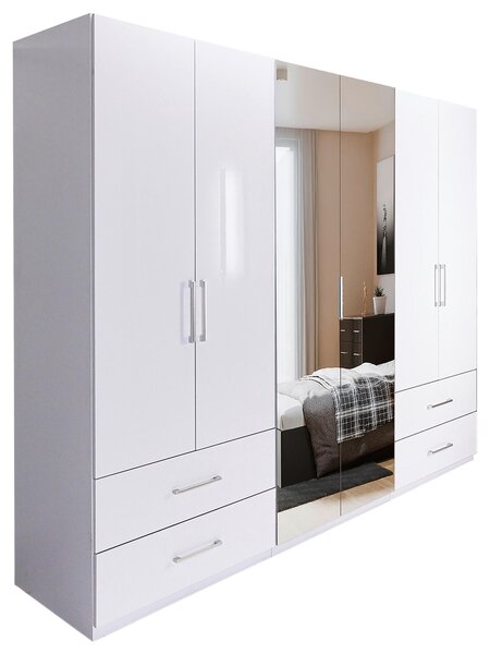 ŠATNÍKOVÁ SKRIŇA, biela, biela s vysokým leskom, 269/211/55 cm P & B - Skrine, Online Only