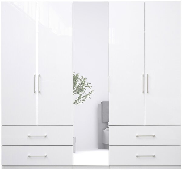 ŠATNÍKOVÁ SKRIŇA, biela, biela s vysokým leskom, 224/211/55 cm Boxxx - Skrine, Online Only