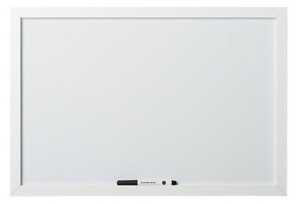 Biela tabuľa na magnetky v drevenom bielom ráme 60x40 cm