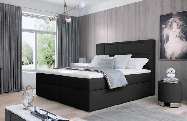 Kontinentálna posteľ 140x200 OVARIO - čierna eko koža