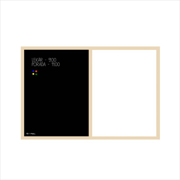 Kombinovaná magnetická tabuľa v drevenom ráme + 5 farieb rámu 60x40 cm