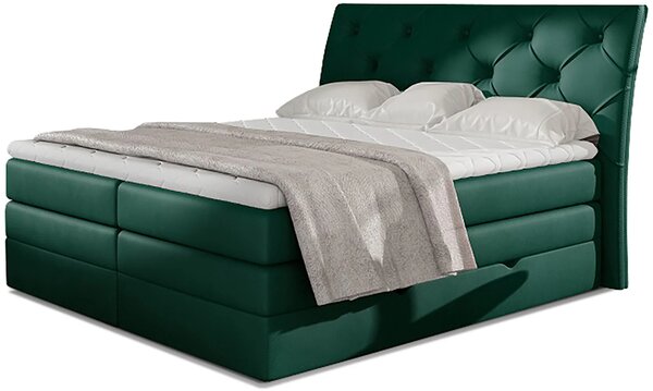 Boxspringová posteľ 140x200 VORVIRO - zelená