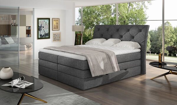 Boxspringová posteľ 140x200 VORVIRO - antracitová