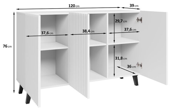 ŠIROKÁ KOMODA, biela, 120/78/39 cm Livetastic - Online Only drobný nábytok, Online Only