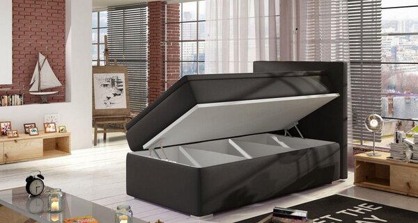Jednolôžková kontinentálna posteľ 90x200 TARVIO - tmavo šedá, pravé prevedenie