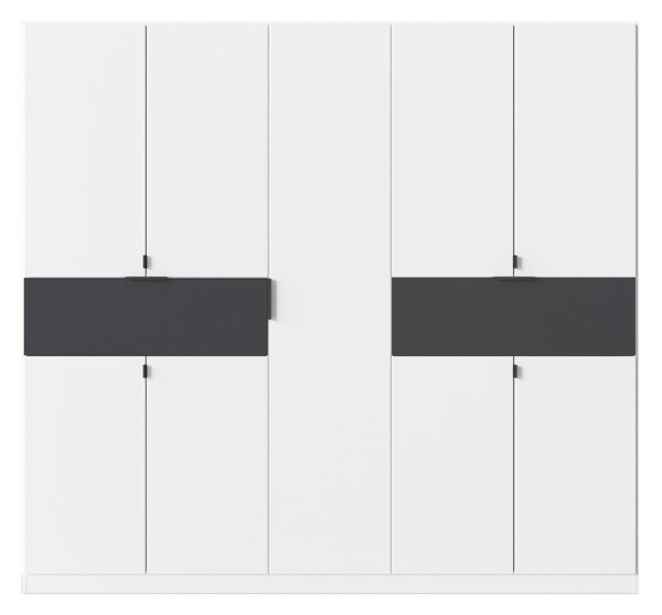Šatníková skriňa TICAO III alpská biela/sivá metalická, šírka 226 cm