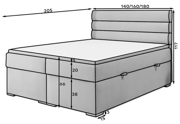 Kontinentálna posteľ 140x200 SERION - fľaškovo zelená