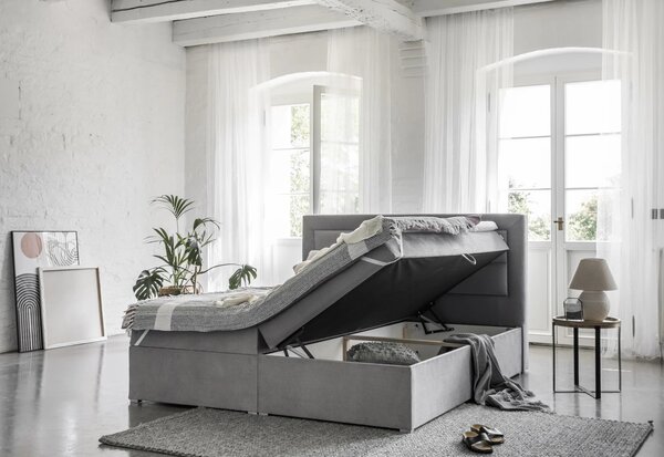 Boxspringová posteľ s úložným priestorom 180x200 TERIVO - béžová