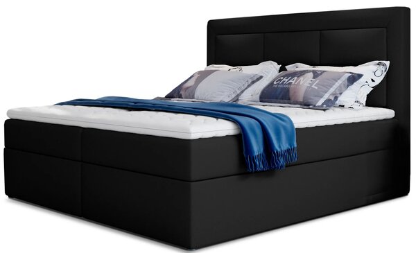 Boxspringová posteľ 140x200 TERIVO - čierna eko koža