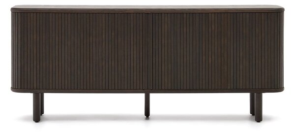 Tmavohnedá nízka komoda v dekore jaseňa s posuvnými dverami 180x75 cm Mailen – Kave Home