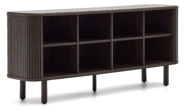 Tmavohnedá nízka komoda v dekore jaseňa s posuvnými dverami 180x75 cm Mailen – Kave Home