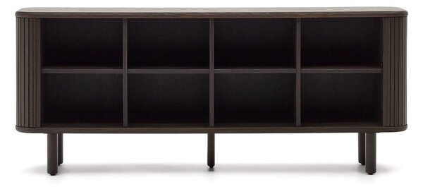 Tmavohnedá nízka komoda v dekore jaseňa s posuvnými dverami 180x75 cm Mailen – Kave Home