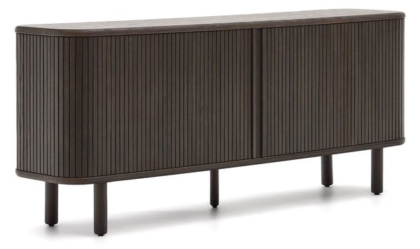 Tmavohnedá nízka komoda v dekore jaseňa s posuvnými dverami 180x75 cm Mailen – Kave Home