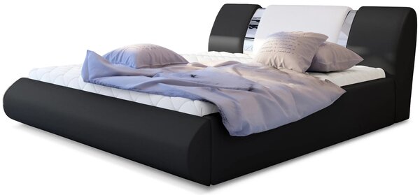 Čalúnená posteľ 140x200 FENDORA - čierna eko koža / biela eko koža