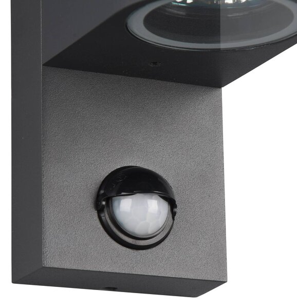 Trio Lighting Svietidlo Roya 1-pl., snímač, okrúhle antracitová, Čierna, Hliník, Moderný, Nástenné svietidlo