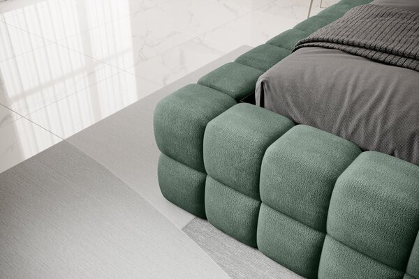 Čalúnená posteľ s úložným priestorom 180x200 DELVIRO - tmavo zelená