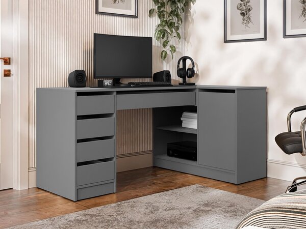 Mirjan24 Rohový PC stôl Heron, Farby: biela / biely lesk 5903211508738