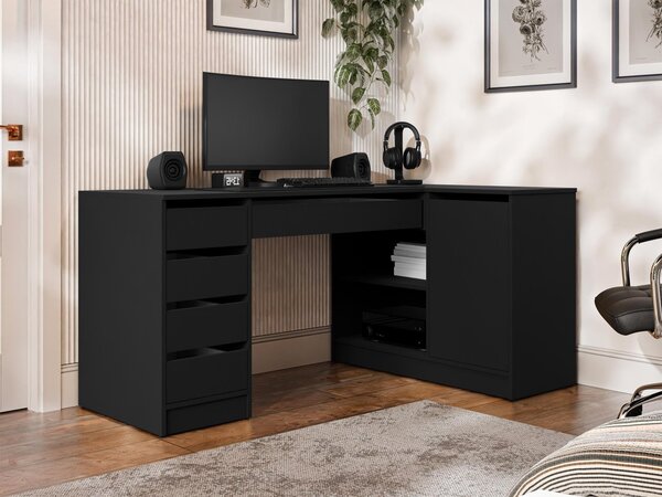 Mirjan24 Rohový PC stôl Heron, Farby: biela / biely lesk 5903211508738