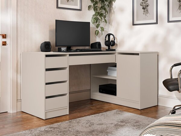 Mirjan24 Rohový PC stôl Heron, Farby: biela / biely lesk 5903211508738