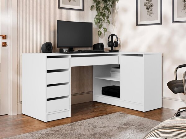 Mirjan24 Rohový PC stôl Heron, Farby: biela / biely lesk 5903211508738