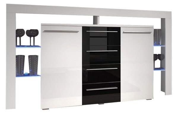 Mirjan24 Komoda Ravido II Plus, Farby: biela / biely lesk 5902928070965