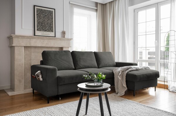 ROHOVÁ SEDAČKA, textil, sivá MID.YOU - Sedačky, Online Only