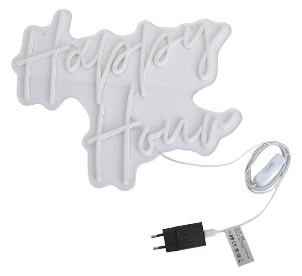 Neónová nástenná lampa biela vrátane LED - Happy Hour