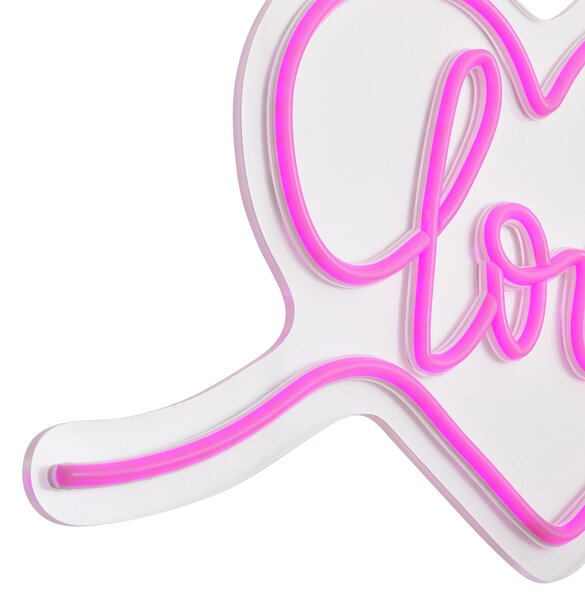 Neónové nástenné svietidlo ružové vrátane LED - Love