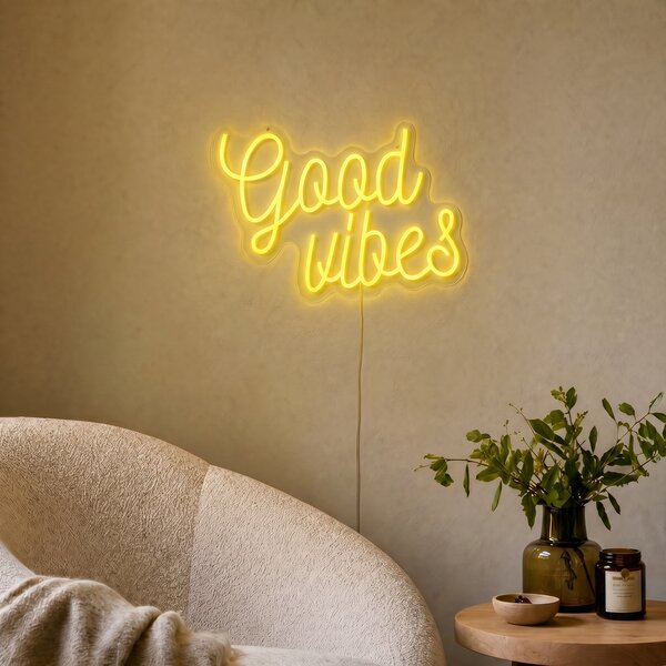 Neónové nástenné svietidlo žlté vrátane LED - Good Vibes