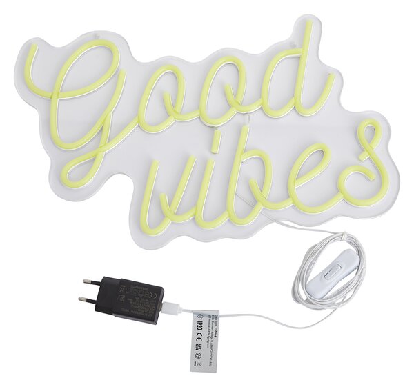 Neónové nástenné svietidlo žlté vrátane LED - Good Vibes